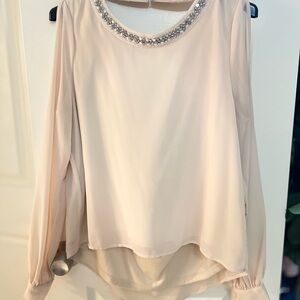 Double Zero beige Embellished Asymmetrical Blouse